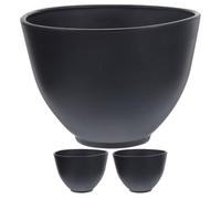 3 Pezzi Ciotola in Silicone, Strumento Fai da Te Nero | Mescolanza di Polveri e Impasti, Presa Facile e Protezione Contro Cadute, Uso Bagno e Saloni