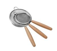 3 Pezzi Colini a Maglia Fine in Acciaio Inossidabile Colino da Tè Colino a Maglia con Manico (Legno), Setaccio Colino per Tè Sfuso Caffè Cocktail Succhi, Infusore da Tè, Colini Alimentari, Setaccio