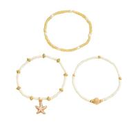 3 pezzi collana a strati per le donne stella pesce conchiglia gioielli da spiaggia regolabile impilati accessori fatti a mano collana di perline con ciondolo a conchiglia, Misura unica, come descritto