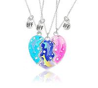 3 pezzi collana d'amore, BFF collane amicizia, collana del cuore del delfino, regali per sorelle e migliori amici, Regali di compleanno, Collana con ciondolo Regali