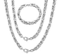 3 Pezzi Collana e Bracciale da Uomo Acciaio Inox 6mm Collana e Bracciale a Catena Grossa Cubana Classica Moda Regali Uomo Gioielli Punk Hip Hop Rapper Gioielli Regali per Ragazzi Amico Fratello