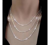 3 Pezzi Collane Scintillanti In Argento Con Design Semplice Ma Luminoso Per Abbinare Outfit Giornalieri, Decorazione Perfetta Per Il Night Club, Regalo Per Donna Rame