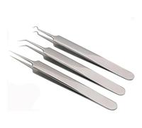 3 pezzi color argento professionale per rimuovere i punti neri, in acciaio inossidabile, i tre strumenti sono rispettivamente dritto, curvo e inclinato, per estrarre punti neri, acne