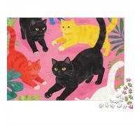 3 Pezzi Colorful Cats Set Di Biancheria Da Letto Con Stampa 3D in Microfibra Copripiumino Con Cerniera Black Cats on Pink Art Per Tutte Le Stagioni Per Ragazzi E Ragazze 38x26cm/1000pcs