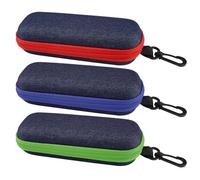 3 Pezzi Colori Diversi Custodia per Occhiali in Denim, | 16,5x6,6x4,2cm Custodie per Occhiali in Tessuto Denim con Chiusura, Portaocchiali Astuccio Rigido per Donne,Uomini e Bambini