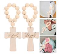 3 pezzi con fibbia per tovaglioli a forma di croce, perline di legno, porta