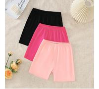 3 pezzi/confezione Leggings versatili ed elastici adatti per uso quotidiano per ragazze adolescenti, colori: rosa rosso, nero, rosa chiaro 14Y,13Y,16Y,15YBlocchi di coloreTessuto
