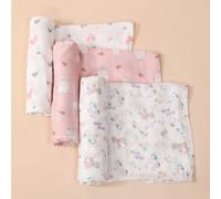 3 pezzi Coperte avvolgenti per neonati, morbide e traspiranti, con stampe carine e leggere per tutte le stagioni, elementi essenziali quotidiani per neonati, regalo affettuoso, certificato Oeko-Tex Ta
