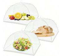 3 pezzi Coperture per alimenti in rete bianca pieghevoli - Un accessorio multifunzionale per cucina e sala da pranzo progettato per proteggere il cibo da insetti e detriti. Questa copertura antipolver