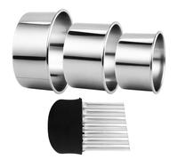 3 pezzi Coppapasta in Acciaio Inossidabile con Coltello a onde,3 Dimensione Formine,Argento Mini Stampini Taglierine Rotonde Geometriche,per cucinare, cuocere, mousse
