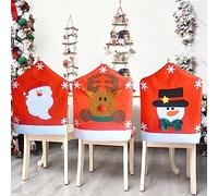3 Pezzi Coprisedia natalizi Babbo Natale Pupazzo di neve Alce Copertina posteriore della sedia di Natale Coprisedie con cappuccio rosso di Natale Coprisedie per sedie natalizie per Cucina Camera Decor