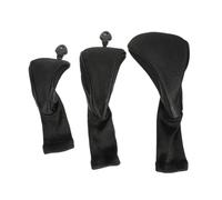 3 pezzi Copritestata da Golf Nera per Mazze, Fodera Spessa e cuciture | Cloth Nero, Riduce il Rumore, Copertura Completa della Testa, Adatto a Viaggio e Custodia nel Sacco