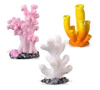 3 Pezzi Corallo Artificiale per Acquario - Mini Decorazioni in Resina Colorata - Set per Fai da Te (Stile Barriera Corallina) per Acquari Dolce/Marino