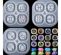 3 pezzi costellazione ciondolo silicone stampi segno zodiacale stampo in silicone astrologia oroscopo fai da te resina epossidica fusione stampo gioielli collana ciondolo fabbricazione muffa 8 colori olografica paillettes glitter