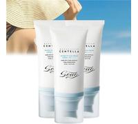 3 Pezzi Crema Solare Centella SPF 50, Siero Solare Water-Fit, Crema Solare Centella del Madagascar, Essenza Protettiva Solare, Siero Solare Centella Water Fit, Per Tutti I Tipi di Pelle