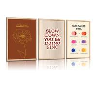 3 pezzi Crescita Mindset Wall Art Modern Minimalist Inspirational pittura Wall Decor immagini Slow Down You're Doing Fine poster Stampe per camera da letto Decorazione della casa senza cornice 20,3 x