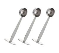 3 Pezzi Cucchiaino Dosatore da Caffè 2 in 1 in Acciaio Inox, Tamper | Base Autoportante, Bordi Lisci e Arrotondati, per Chicchi e Filtro, per Amanti Espresso e Macinatura