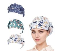 3 Pezzi cuffia cucina donna Cappelli da Lavoro con Bottoni cuffietta chirurgica,Regolabili con Fascia a Coda di Cavallo,per Coprire Capelli,Includono Cuffie per Doccia,Cappelli Chirurgici e Bandane