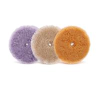 3 Pezzi Cuffia in Pelle D'Agnello 125Mm - Kit Lucidatura Con Pad Lana, Pastiglie