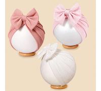 3 pezzi Cuffiette per bambine con fiocco, morbide, traspiranti, a righe jacquard, super elastiche, ideali per San Valentino Tagli UnicaPoliestere