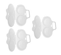 3 Pezzi Cuociuova per Microonde in Plastica a 2 Scomparti Bianco | Design Portatile e Salvaspazio, per Uso Quotidiano in Cucina, Cottura Versatile con Struttura a Due Cavità