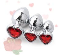3 Pezzi Cuore Rosso Cristallo Metallo Playset Ṕlūg Ḁnàli Ḁnàlé Ḅūṱṱ Ṕlūg Pîccólo Dilàtâtore Ânâls Woman