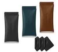 3 Pezzi Custodia Occhiali, Custodia Occhiali Morbida in Pelle PU con 3 pezzi Panno per la Pulizia Degli Occhiali, Porta Occhiali, Portaocchiali Porta Occhiali da Sole (Nero, Marrone, Verde Scuro)