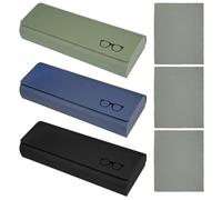 3 Pezzi Custodia Occhiali Rigida con Panno - Portaocchiali da Vista e da Sole Portatile per Uomo, Donne