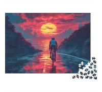 3 Pezzi Cyclist at Sunset Set Di Biancheria Da Letto Stampa 3d in Microfibra Copripiumino Con Cerniera Digital Art Style Decorazione Per La Camera Da Letto Per Bambini,Ragazzi E Ragaz 52x38cm/1000pcs