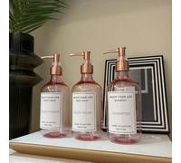 3 pezzi da 16 once Bottiglie ricaricabili rosa con teste del dispenser color oro rosa per shampoo, balsamo, bagnoschiuma, stile hotel, organizzazione del bagno, articoli da viaggio, stoccaggio estetic