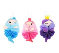 3 pezzi da bagno palline da bagno fumetto loofah scrubber per bambini bagni da