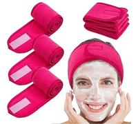 3 pezzi da donna fasce morbide in spugna fascia for capelli sportiva regolabile yoga spa bagno doccia lavaggio viso trucco cura della pelle larga for la testa Fasce per Capelli Donna(Rose red)