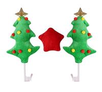 3 Pezzi Decorazione Auto Natalizia Albero e Stella in Peluche Verde | Installazione Facile, Resistente All'usura, Piacevole al Tatto, per Paraurti e Strada