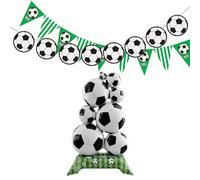 3 Pezzi Decorazioni Calcio con 1 x Palloncino a Forma di Pallone da Calcio (150x83 cm) e 2 x Striscione, Decorazione per Feste di Football per Feste a Tema Football