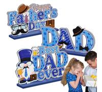 3 pezzi decorazioni da tavolo per la festa del papà - Segni di legno per la festa del papà felice, il più grande papà del mondo Rustic Tiered Pater | Home Celebration Desktop Accenti per il compleanno