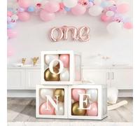 3 pezzi Decorazioni per festa di 1° compleanno, scatola per palloncini con cubetti fotografici, sfondo per torta smash Tagli Unica,3 confezioni,2 confezioniCarta tessile