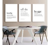 3 Pezzi Della Pittura Su Tela Immagine Koselig Definizione Stampe Norvegese Scandinavo Hygge Dizionario Tipografia Poster Citazioni Home Decor 16"X24" Senza Telaio