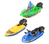 3 pezzi di barche giocattolo divertenti per vasca da bagno in barca di plastica giocattolo leggero motoscaiolo per barca a vela per i giochi estivi in piscina in piscina