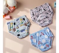 3 pezzi di biancheria intima riutilizzabile per l'addestramento alla toilette per bambini e bambini, impermeabile, traspirante, con fodera pannolino stampata, slip per l'addestramento alla toilette un