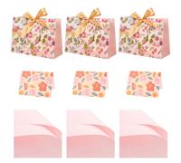 3 Pezzi Di Borse Per La Spesa Di Carta, 3 Pezzi Di Carta Da Avvolgimento E 3 Pezzi Di Cartoline Di Auguri, Regali Di Pattern, Forniture Per Imballaggi Regalo, Forniture Per Feste.