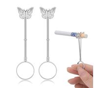 3 pezzi di clip per anelli per sigarette da donna e uomo, elegante porta dito a farfalla, porta giunta smussata in rame, regalo elegante per signora e gentiluomo, 1,67 pollici (farfalla argentata)