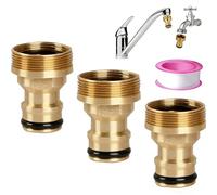 3 pezzi di connettore universale per rubinetto da cucina, connettore per rubinetto da giardino, filettatura femmina da 22 mm e filettatura maschio da 24 mm, connettore per tubo flessibile da giardino