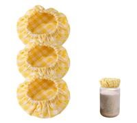 3 Pezzi di Coperchi in Tessuto per Barattoli di Pasta Madre, 11x11x0,5cm Coperchi in Tessuto di Cotone Coperchio per la Fermentazione del Pane Non Sbiancato (Giallo)