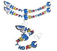 3 pezzi di decorazioni per striscioni per feste a forma di squalo - Striscione