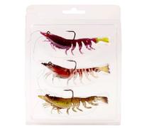 3 pezzi di esche artificiali in silicone morbido, gamberetti finti luminosi, accessori for la pesca con girelle perline e gancio for attrezzatura da(C)