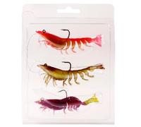 3 pezzi di esche artificiali in silicone morbido, gamberetti finti luminosi, accessori for la pesca con girelle perline e gancio for attrezzatura da(B)