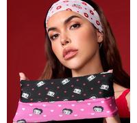 3 pezzi di fasce per capelli di moda con stampe a cuori, a pois e a labbra, fasce elastiche per capelli per sport, casual, turbanti per il lavaggio del viso, fasce assorbenti per il sudore Tagli Unica