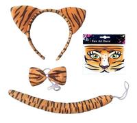 3 Pezzi Di Fasce Per Tigre E 1 Pezzo Di Adesivo Per Il Viso, Accessori Per Vestire I Bambini, Fasce Per Cartoni Animati, Adatte Per Spettacoli Teatrali.