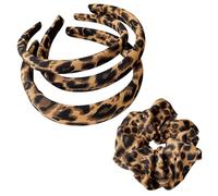 3 Pezzi Di Fascia Per La Testa Con Stampa Leopardata E 1 Pezzo Di Anello Per Capelli Con Stampa Leopardata, Accessori Per Capelli Retrò, Fascia Anti-Slip, Accessori Per Acconciatura.
