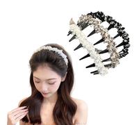 3 pezzi di fiocchi per capelli da ragazza, con fiocco, per capelli a zig-zag, fascia rotonda Polka, cerchietto ondulato Rockabilly, per il trucco da donna (B)